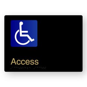 Accessible Access Braille Sign in a Black & Satin Brass Finish