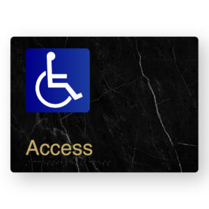 Accessible Access Braille Sign in a Black Marble & Satin Brass Finish