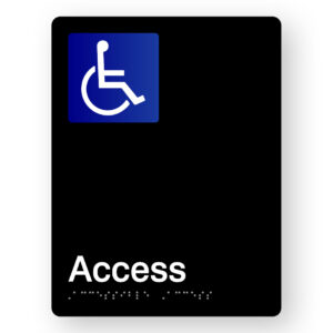 Accessible Access Braille Sign in Portrait Black Acrylic