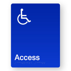 Accessible Access Braille Sign in Portrait Blue Acrylic
