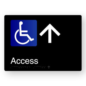 Accessible Access (Up Arrow) Braille Sign in Black Aluminium