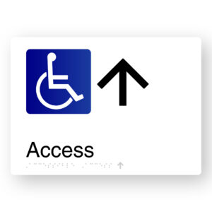 Accessible Access (Up Arrow) Braille Sign in White Aluminium