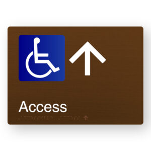 Accessible Access (Up Arrow) Braille Sign in a Bronze Finish