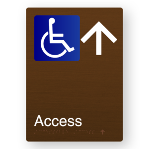 Accessible Access (Up Arrow) Braille Sign in Portrait Bronze Finish