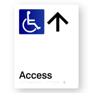 Accessible Access (Up Arrow) Braille Sign in White Portrait Acrylic