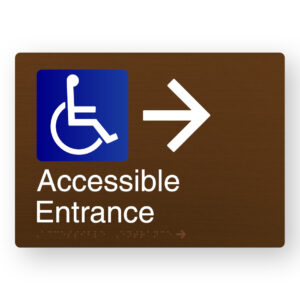 Accessible Entrance (Right Arrow) Braille Sign in a Bronze Finish