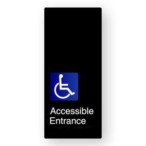 Accessible Entrance Braille Sign in XL Black Aluminium