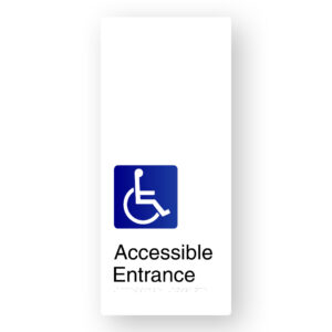 Accessible Entrance Braille Sign in XL White Aluminium