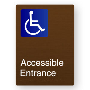 Accessible Entrance Braille Sign in Portrait Bronze Finish