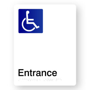 Accessible Entrance Braille Sign in White Portrait Acrylic