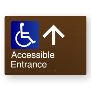 Accessible Entrance (Up Arrow) Braille Sign in a Bronze Finish