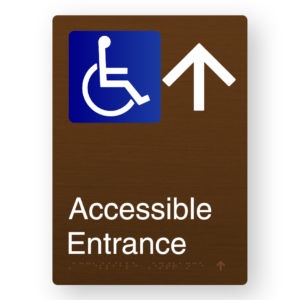 Accessible Entrance (Up Arrow) Braille Sign in Portrait Bronze Finish