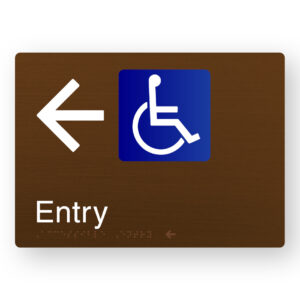 Accessible Entry (Left Arrow) Braille Sign in a Bronze Finish