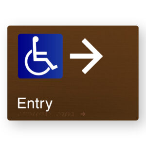 Accessible Entry (Right Arrow) Braille Sign in a Bronze Finish