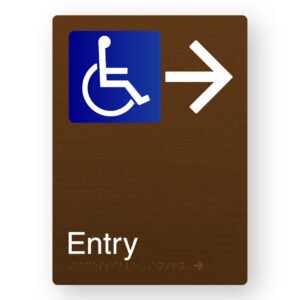 Accessible Entry (Right Arrow) Braille Sign in Portrait Bronze Finish