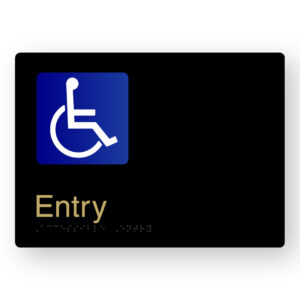 Accessible Entry Braille Sign in a Black & Satin Brass Finish