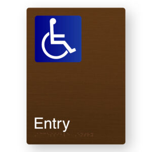 Accessible Entry Braille Sign in Portrait Bronze Finish