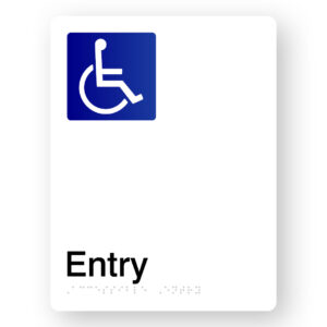 Accessible Entry Braille Sign in White Portrait Acrylic