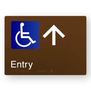 Accessible Entry (Up Arrow) Braille Sign in a Bronze Finish