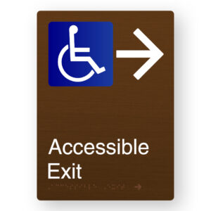 Accessible Exit (Right Arrow) Braille Sign in Portrait Bronze Finish