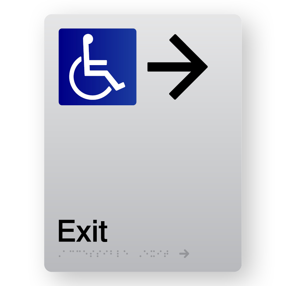 Accessible Exit – Right Arrow (SKU – BFP – AEXRA) Silver
