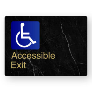 Accessible Exit Braille Sign in a Black Marble & Satin Brass Finish