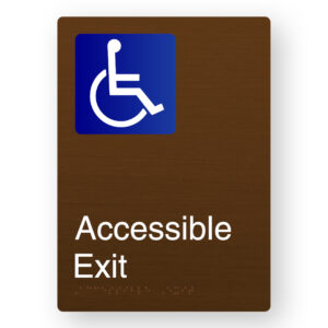 Accessible Exit Braille Sign in Portrait Bronze Finish