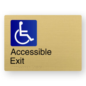 Accessible Exit Braille Sign in a Satin Brass Finish