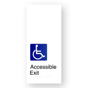 Accessible Exit Braille Sign in XL White Aluminium