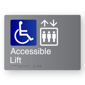 Accessible Lift Braille Sign in Grey Aluminium