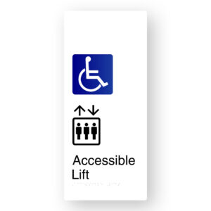Accessible Lift Braille Sign in XL White Aluminium