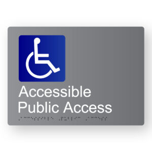 Accessible Public Access Braille Sign in Grey Aluminium