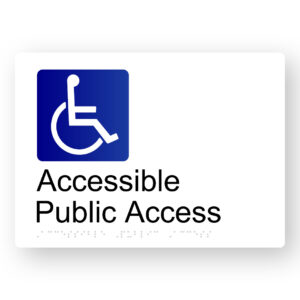 Accessible Public Access Braille Sign in White Aluminium