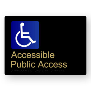 Accessible Public Access Braille Sign in a Black & Satin Brass Finish
