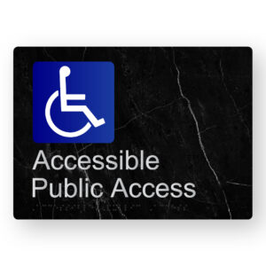 Accessible Public Access Braille Sign in a Black Marble & Silver Finish