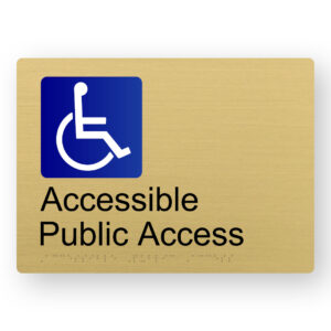 Accessible Public Access Braille Sign in a Satin Brass Finish