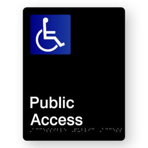 Accessible Public Access Braille Sign in Portrait Black Acrylic