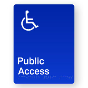 Accessible Public Access Braille Sign in Portrait Blue Acrylic