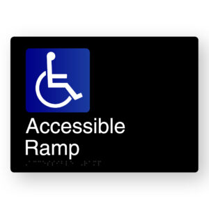 Accessible Ramp Braille Sign in Black Aluminium