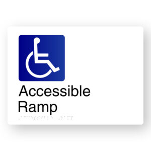 Accessible Ramp Braille Sign in White Aluminium