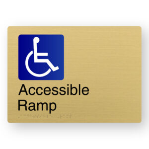 Accessible Ramp Braille Sign in a Satin Brass Finish