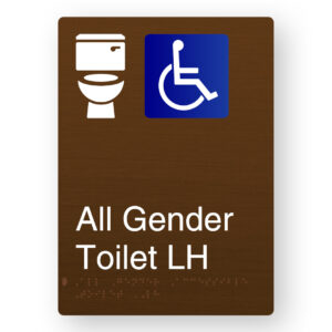 All Gender Accessible Toilet LH Braille Sign in Portrait Bronze Finish