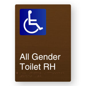 All Gender Accessible Toilet RH Braille Sign in Portrait Bronze Finish