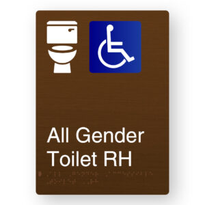 All Gender Accessible Toilet RH Braille Sign in Portrait Bronze Finish