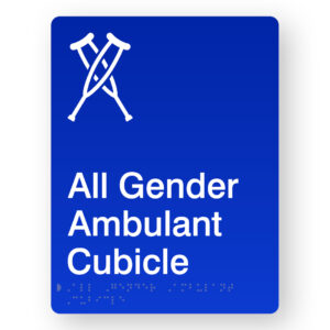 All Gender Ambulant Cubicle Braille Sign in Portrait Blue Acrylic