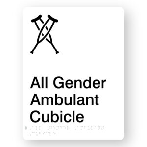 All Gender Ambulant Cubicle Braille Sign in White Portrait Acrylic