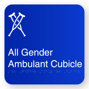 All Gender Ambulant Cubicle Braille Sign in Blue Square Acrylic