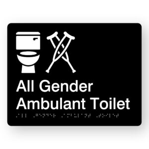 All Gender Ambulant Toilet Braille Sign in Black Acrylic
