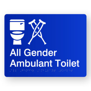 All Gender Ambulant Toilet Braille Sign in Blue Acrylic
