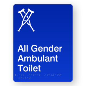 All Gender Ambulant Toilet Braille Sign in Portrait Blue Acrylic